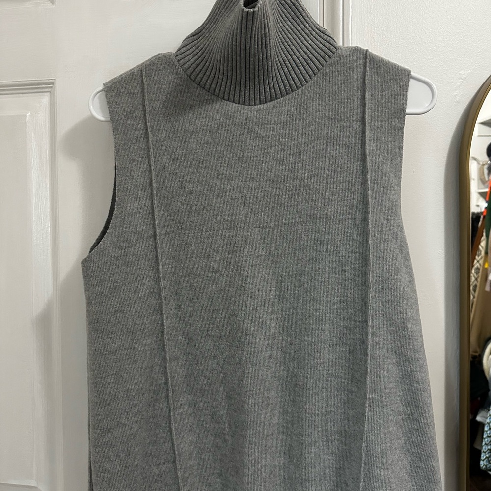 Zara Charcoal Sleeveless Turtleneck Sweater